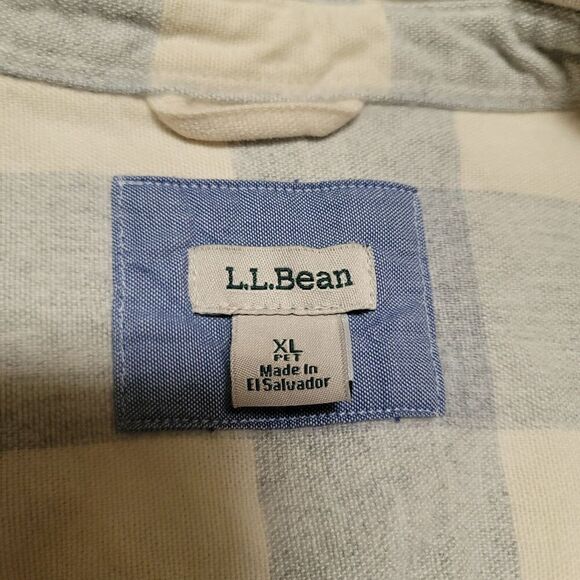 LL Bean Top Women XL Petite Gray Button Up Flannel Shirt Plaid Pockets Preppy - Picture 5 of 8